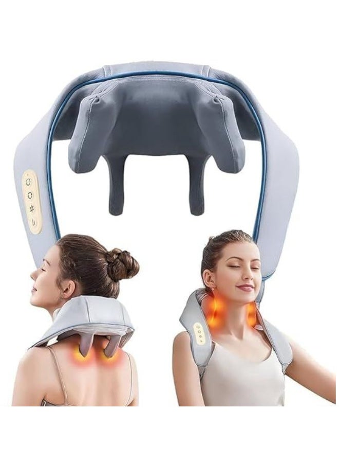 جهاز مساج الرقبة والظهر الكهربائي بتقنية 5D - مدلك للجسم مع تدفئة حرارية لتخفيف الآلام - جهاز ذكي قابل للارتداء للرقبة، الأكتاف، الخصر والساقين - Image 1